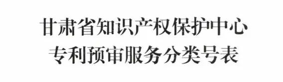 甘肃省知识产权保护中心关于调整专利预审服务分类号的通知